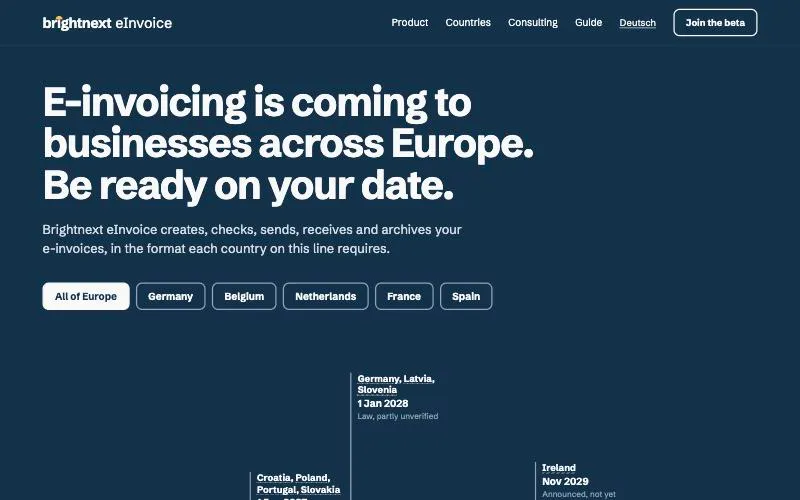 eInvoice: Create, check, send, receive and archive e-invoices in the format each country requires.